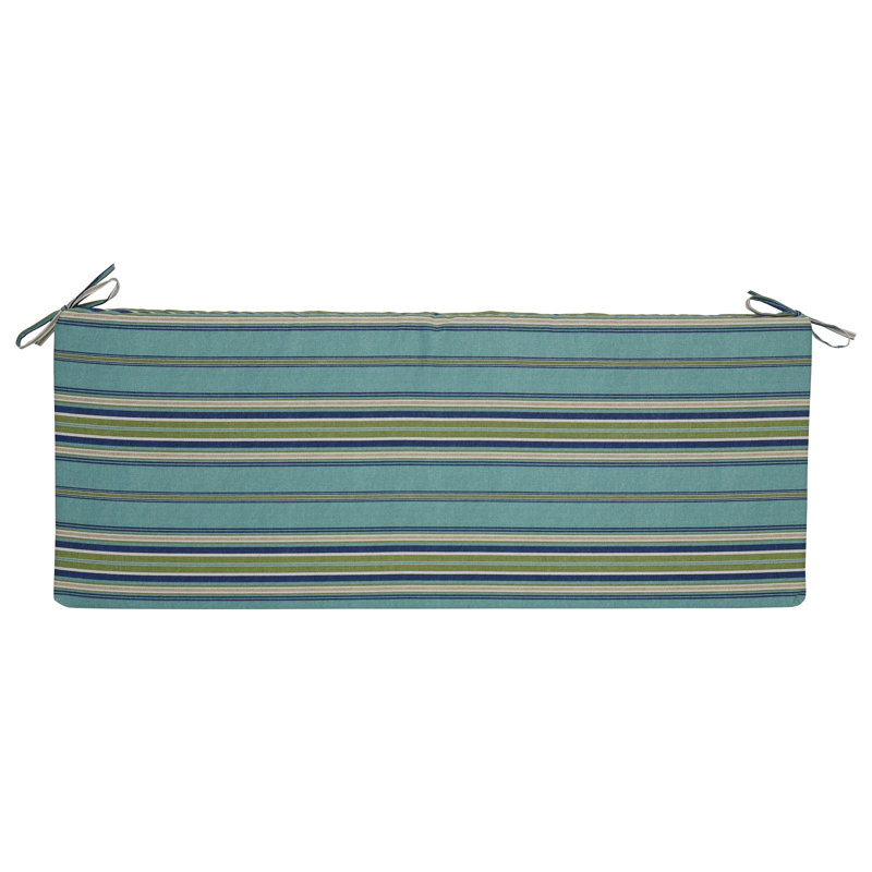 Outdoor Bench Cushion, Tan/Green/Blue/Terrace Breeze Striped, 51" W x 19" D