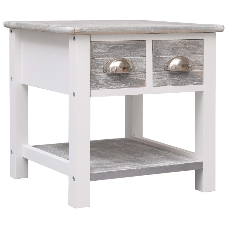 Maez Solid Wood End Table, Grey
