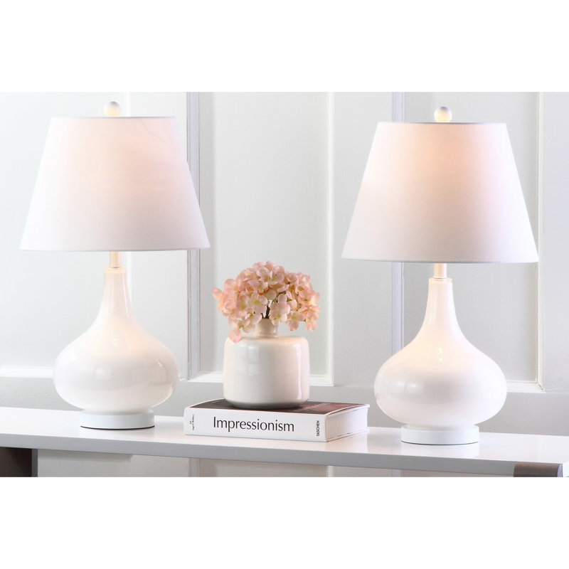 Akeim Glass Table Lamp, White
