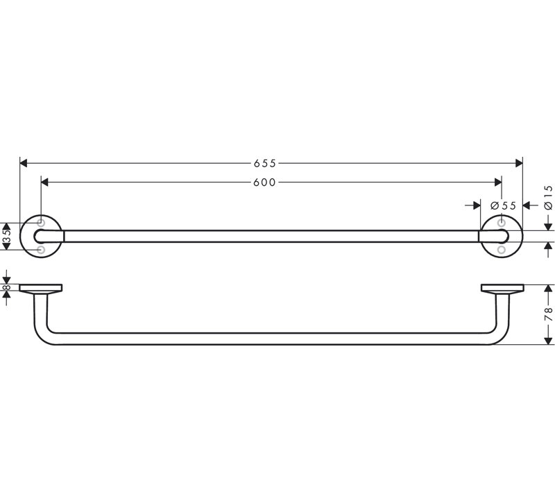 Universal Circular Wall Mounted Towel Bar, Chrome