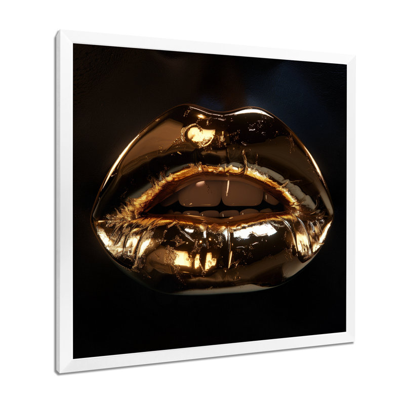 Décoration murale dorée noire métallique - Motif beauté, H 36 po x l 36 po, Cadre simple blanc
