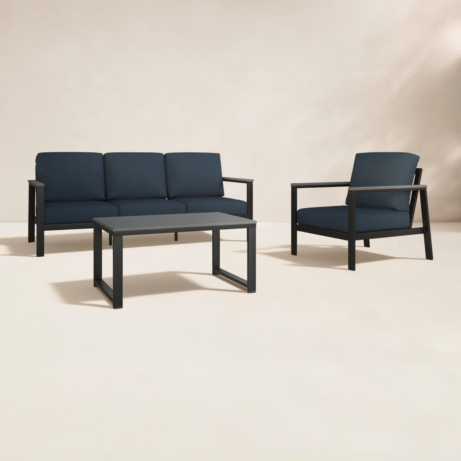 Townsend 4-Person Sunbrella® Patio Seating Group, Canvas Navy Sunbrella® Canvas