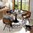 3-Piece 31.5" Round Pedestal Dining Set with Upholstered Swivel Armchairs for Small Spaces-965230952-965230955