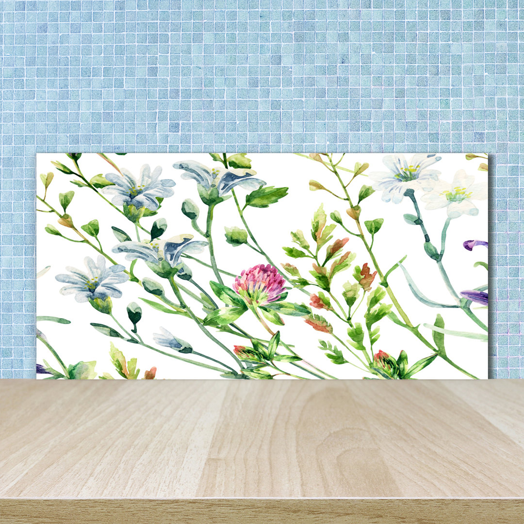 50 cm x 100 cm Glas Spritzschutzpaneel Wild Flowers