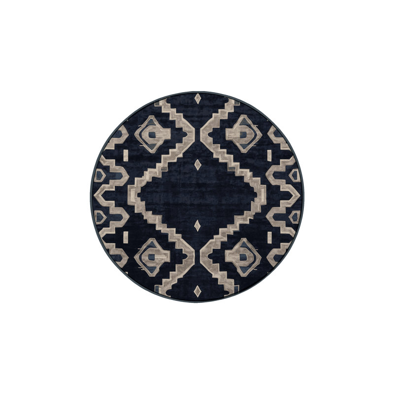 Tapis gris lavable à la machine, Rond 5 pi