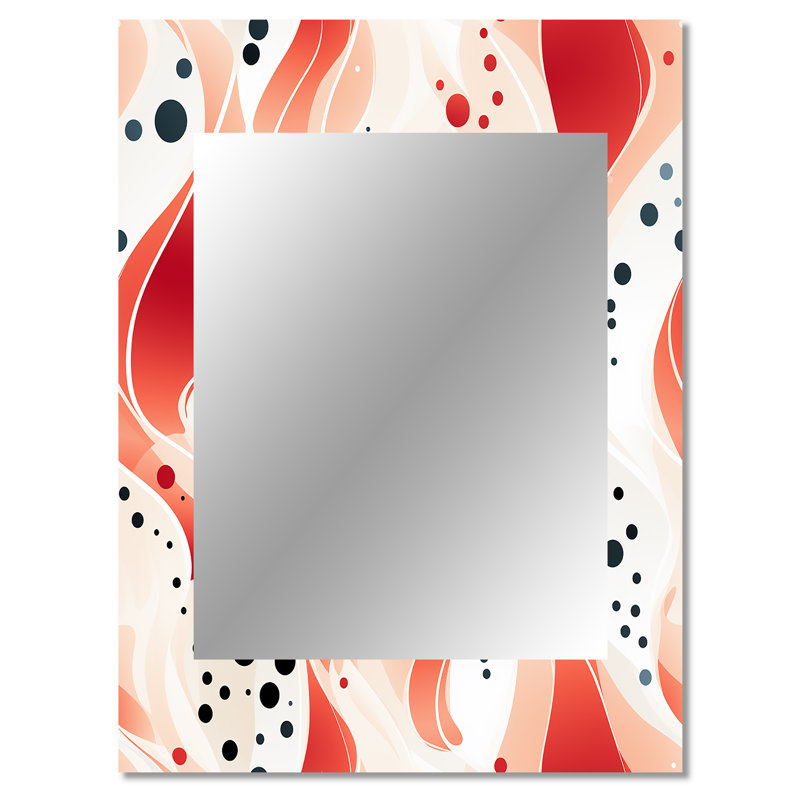Weatherholt Red And White Polka Dots Pattern - Polka dots  Wall Mirror, Graphic Print, Geometric Decorative Mirror, Printed Metal Art
