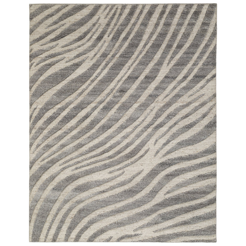 Tapis Dune: gris noué à la main Naturalist par NuStory, Rectangle 7 pi 6 po x 9 pi 6 po