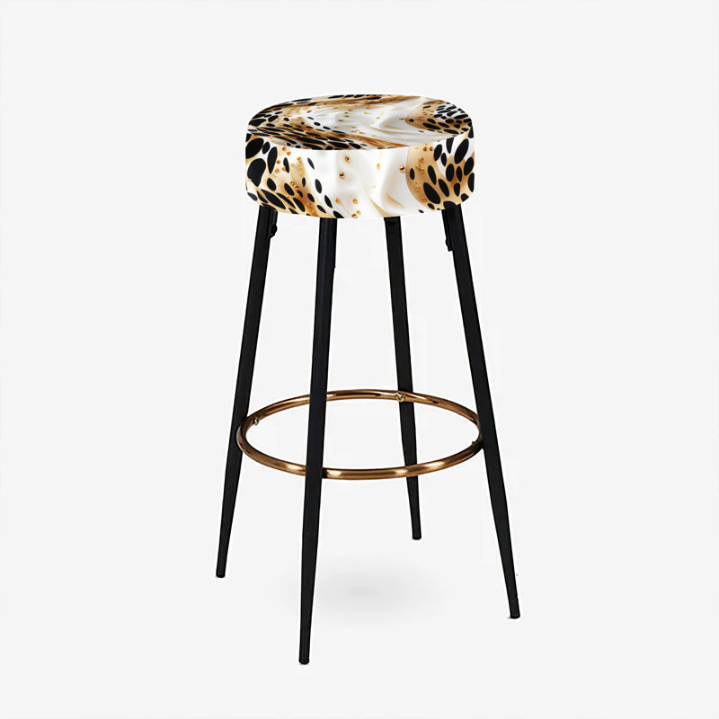 Ensemble de 2 tabourets de bar en marbre noir et doré Glam