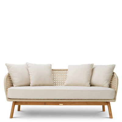 Trinity 70.87 " W Straight Teak Solid Wood Patio Sofa with Cushions