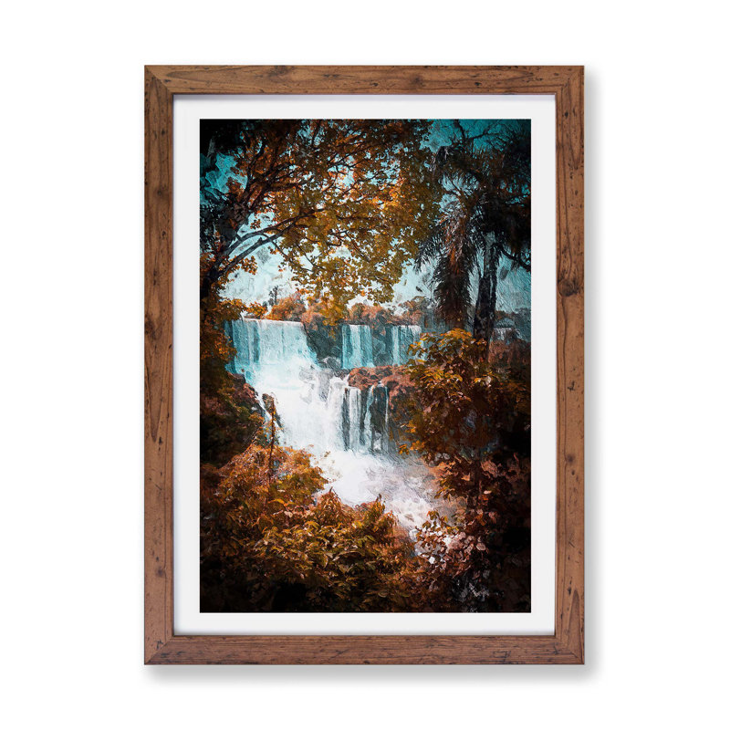 Iguazu Falls National Park In Argentina - Single Picture Frame Painting, 33cm H x 45cm W x 2cm D, Walnut