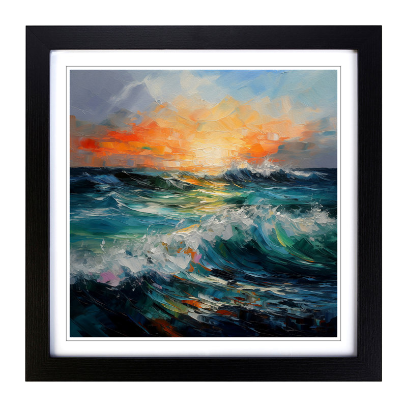 Ocean Palette Knife Painting No.2 - Framed Print, Black