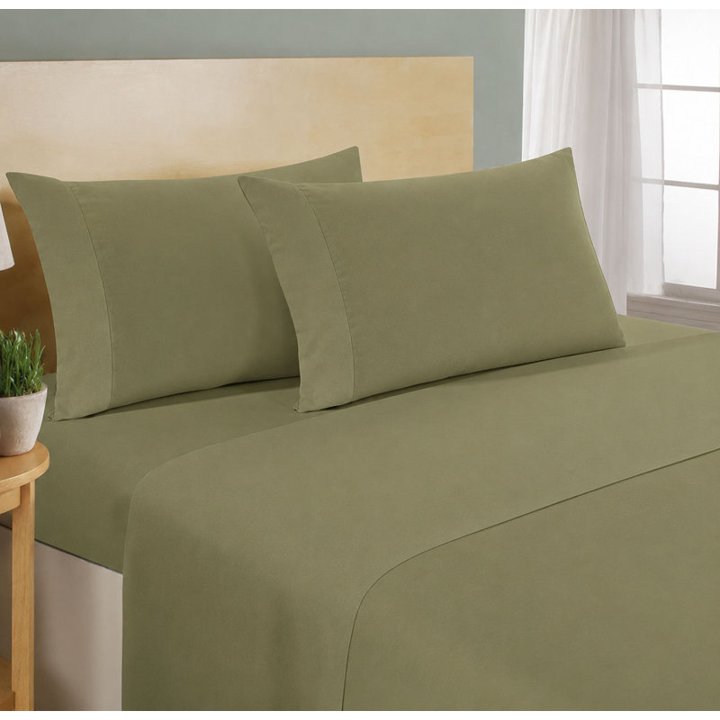 Milan Collection 1000 Thread Count 100% Cotton Sheet Set, Twin Sheet Set with 1 Pillowcase, Olive Green