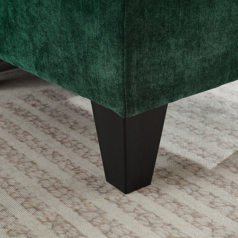 Canapé modulaire en chenille en U avec repose-pieds et ports USB Fritz, Chenille verte
