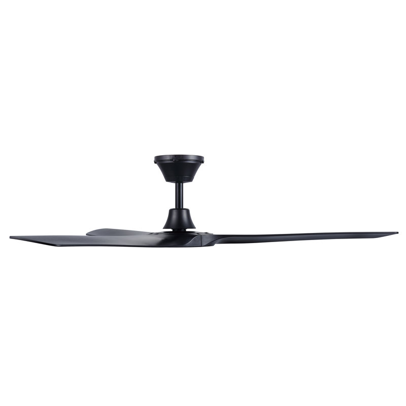 Abyss 56in 3-Blades Indoor/Outdoor Ceiling Fan with Remote Control, Black, Black