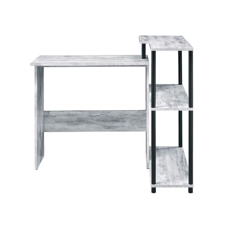 Rectangular Writing Desk with Side Shelf, Antique White