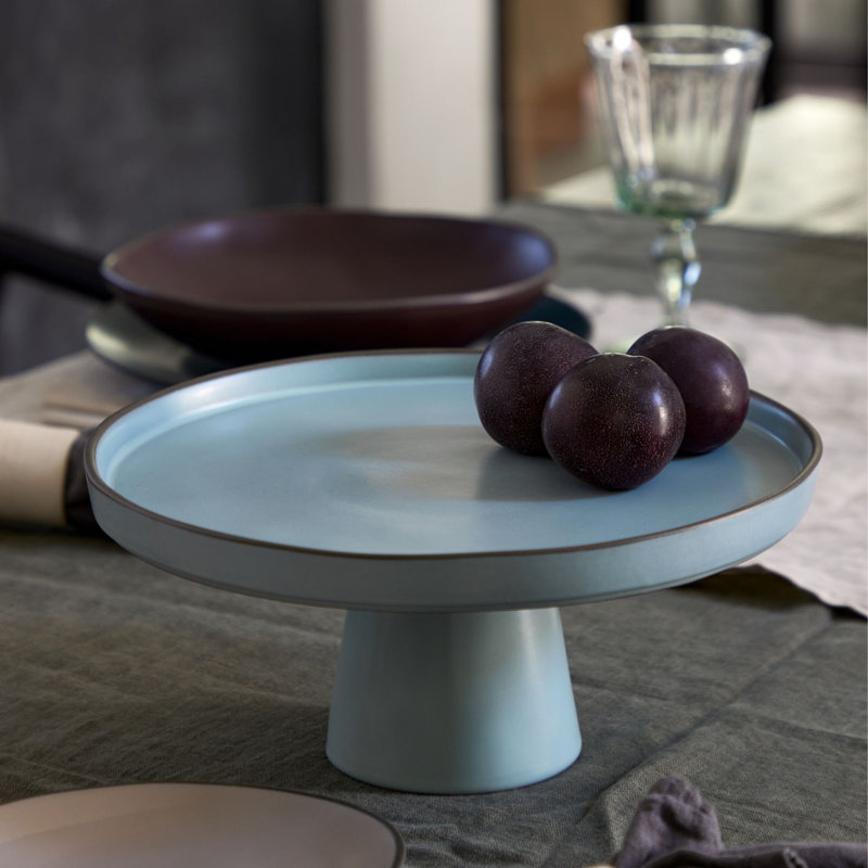 Stacked Organic Stoneware Cake Stand, Brown