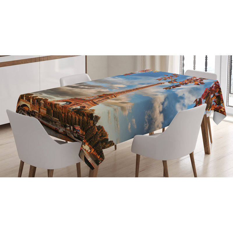 Table de salle à manger, table de cloudscape pour salle de bain, table de salle de bain ambesonne eiffel, table de salle à manger décoration, 60 po x 90 po, orange foncé cannelle
