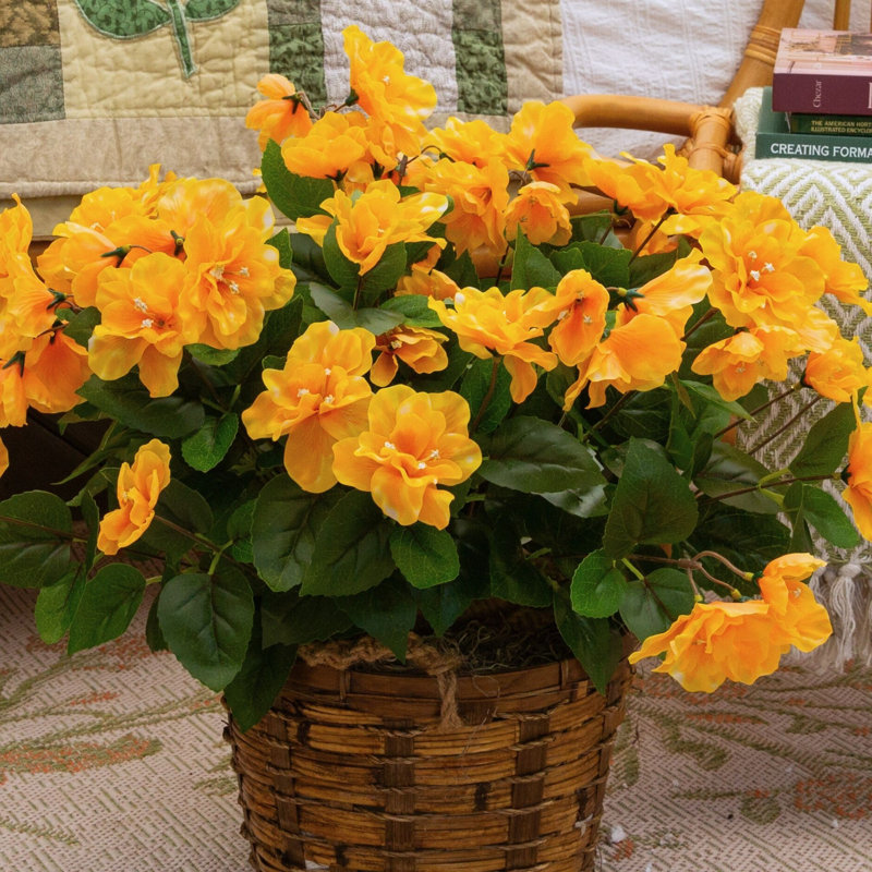 19In. UV Resistant Artificial Azalea Bush (Indoor/Outdoor) - Set Of 3, Yellow