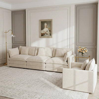 2-Piece Sofa and Accent Chair Set with Coordinated Deep-Seat Comfort, Light Coffee