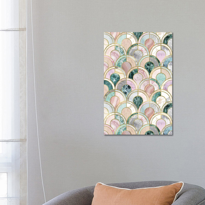 Marble Inlays 1 Piece Wall Art on Canvas, 66.04 cm H x 45.72 cm W x 1.91 cm D, Wrapped Canvas