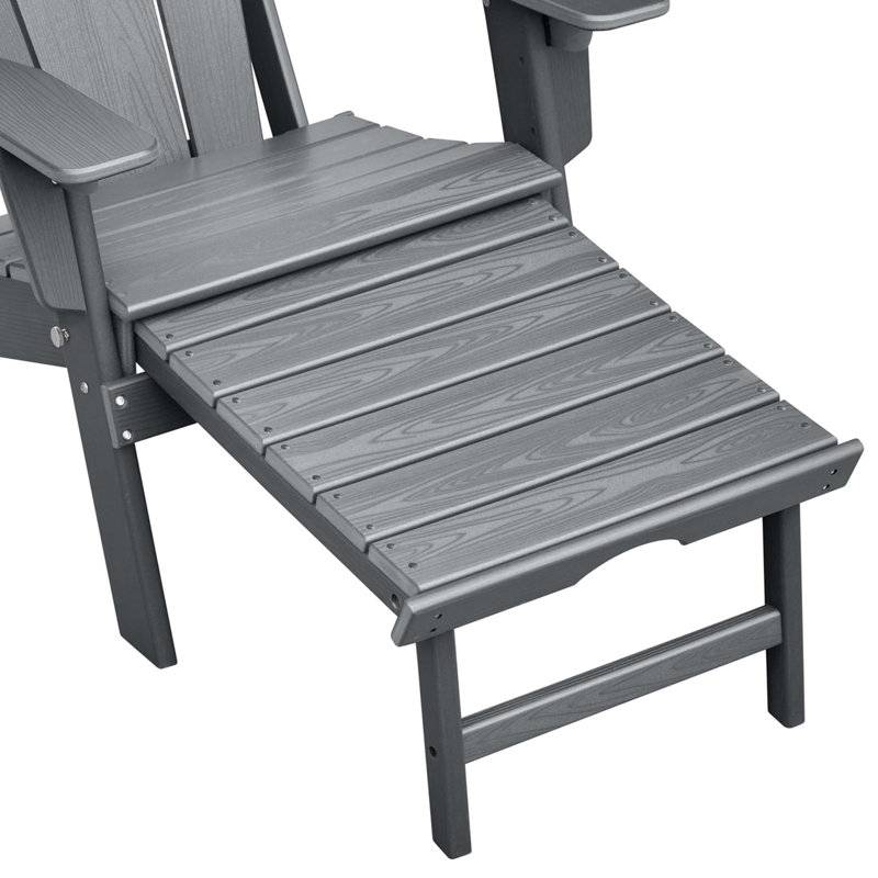 Chaise Adirondack pliante pour l'extérieur avec repose-pieds, Gris