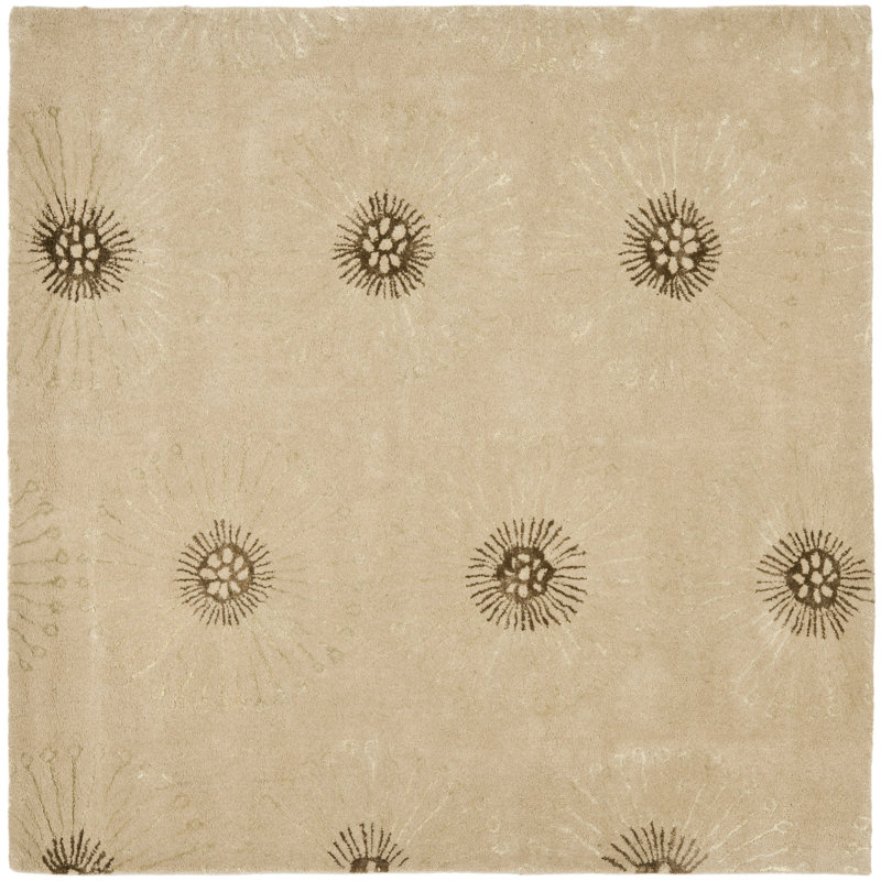 Avayah Soho Hand Tufted Wool Floral Rug, Square 6'