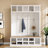 Farmhouse Wooden Hall Tree with Wide Storage Bench, Entryway Shoe Cabinet with 13 Compartments and 6 Hooks, White-532877078