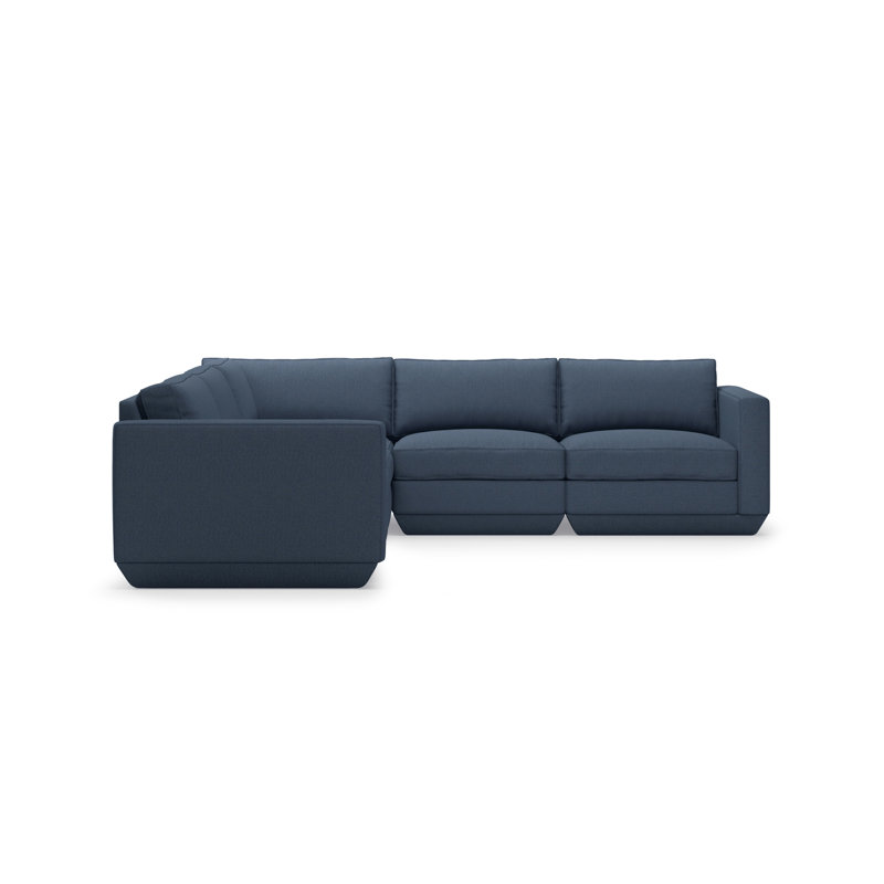 Canapé modulaire d'angle 5 pièces Podium, Bleu marine Hanson