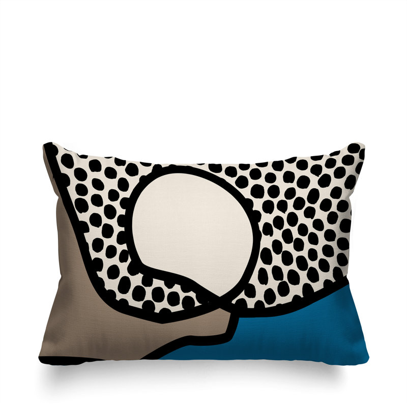 Coussin lombaire réversible intérieur / extérieur Jai Abstract, H 18 po x l 25 po, Turquoise