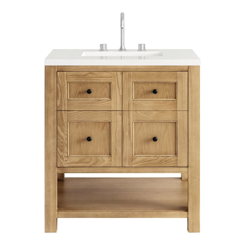 Breckenridge 30'' Single Bathroom Vanity with Top, Light Natural Oak, Arctic Fall, 8" Widespread