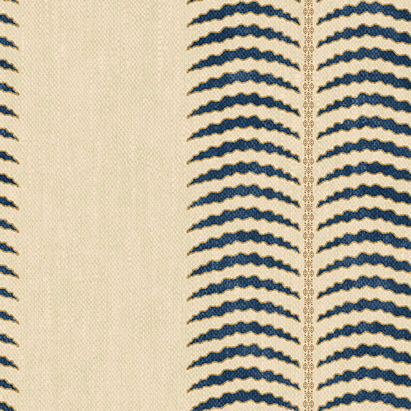 Joules Palm Leaf Stripe Blue Wallpaper, Cream/Blue