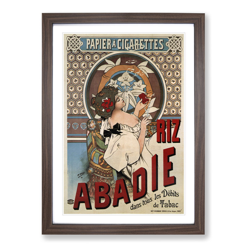 Rolling Paper by Alphonse Mucha - Picture Frame Painting, 36cm H x 27cm W x 2cm D, Walnut Framed