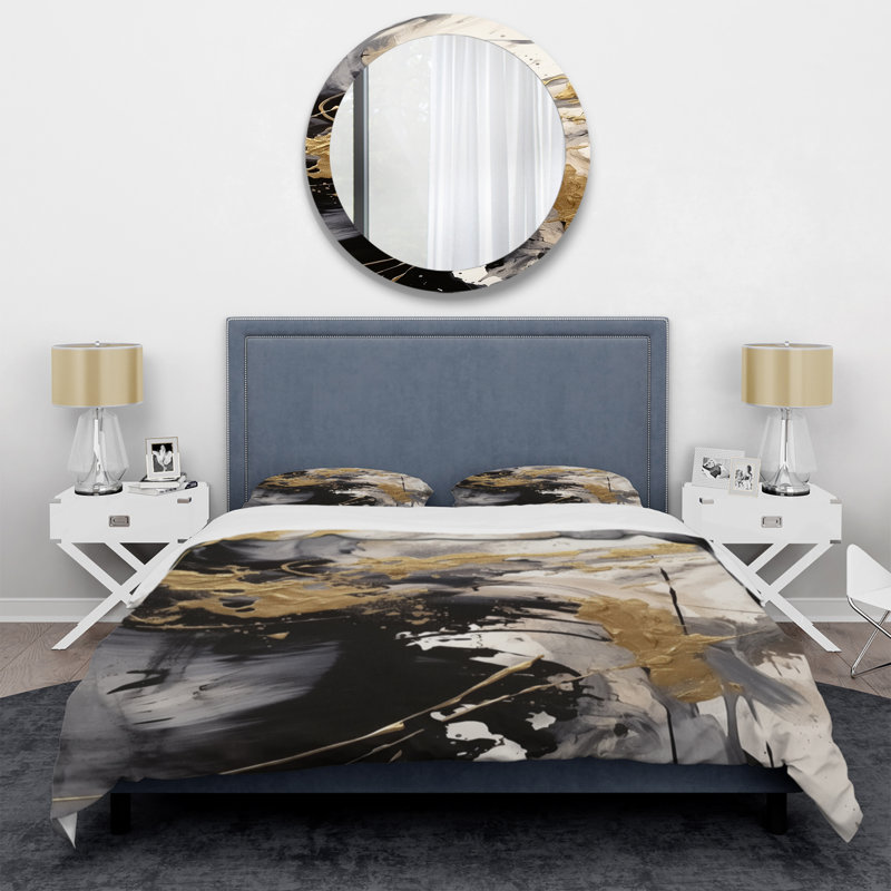 Ensemble de housse de couette en microfibre / polyester Gold and Grey Flusion Fusion IV Bedding