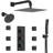 Thermostatic Dual Showerheads System, Wall Mount 12" High-Pressure Rainfall Shower Faucet with Handheld Spray and Body Jet-88065848
