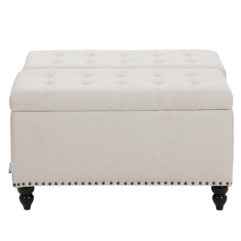 81.5cm Wide Tufted Square Standard Ottoman with Storage, Beige