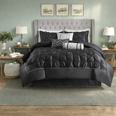 Ensemble de literie pour très grand lit élégant, 100% polyester, conception plissée sophistiquée, confort à la maison