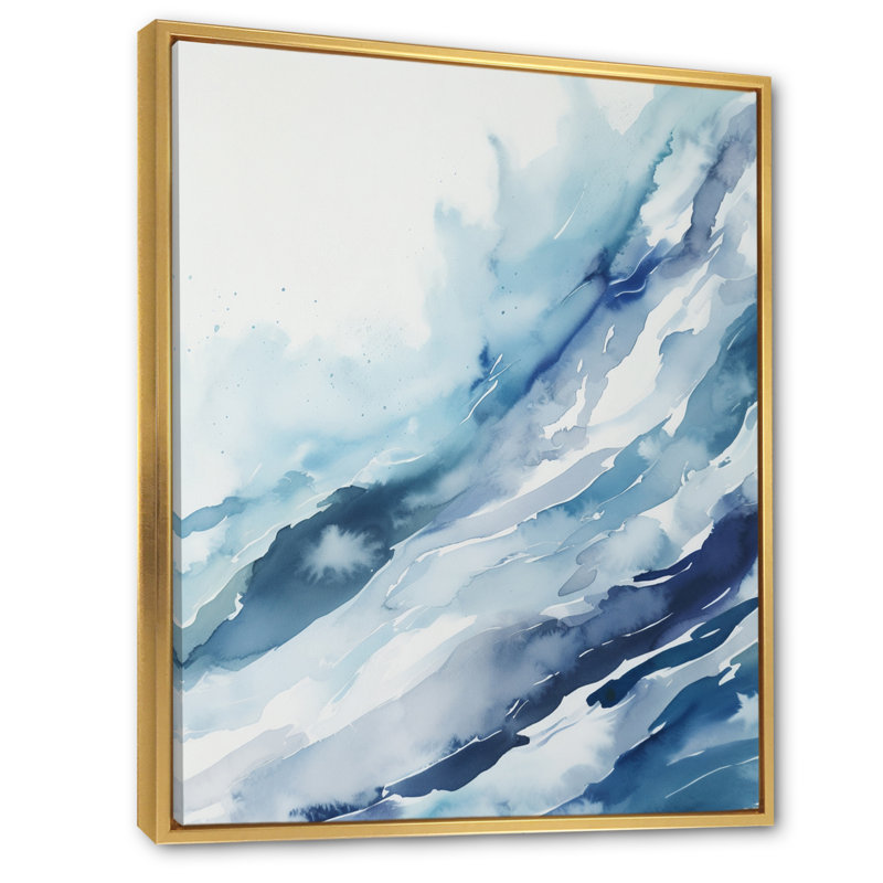 Bleu tourbillon III sur toile, H 32 po x l 24 po x P 1 po, Cadre flottant doré
