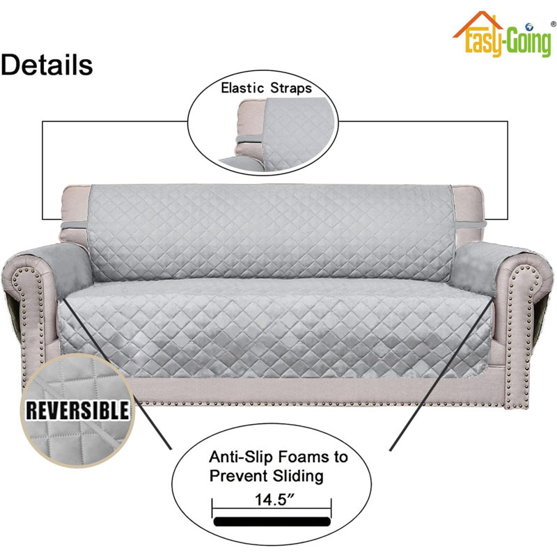 Housse pour canapé réversible, H 5,12 po x l 11,97 po x P 11,89 po, Tissu gris pâle