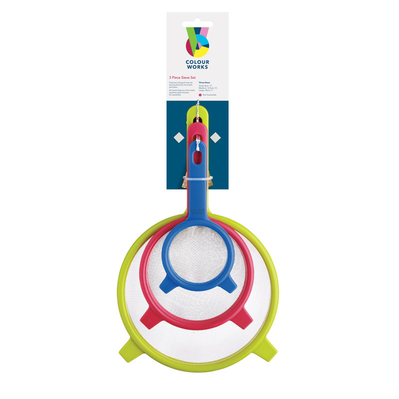 Colourworks Brights 3 - Piece Stainless Steel Food Strainer