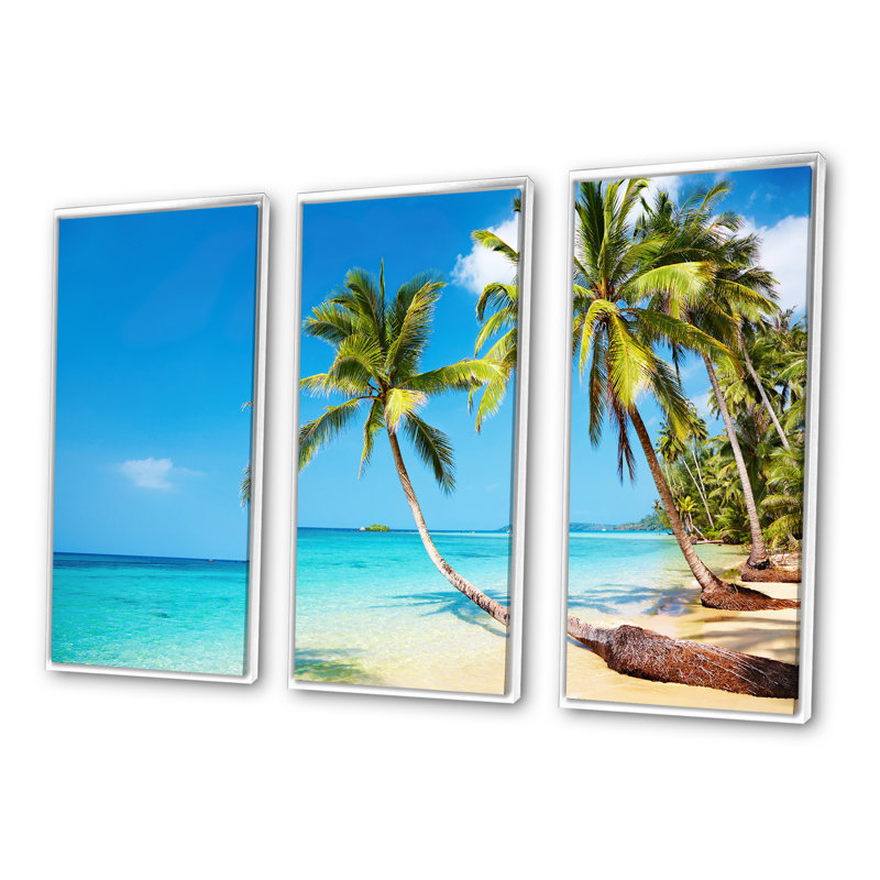 Plage tropicale - cadre flottant 3 pièces, Blanc, H 32 po x l 48 po