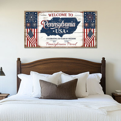Impression murale sur toile «Timuba», impression patriotique sur toile de Pennsylvanie, États-Unis d'Amérique, œuvre d'art du 4 juillet, toile tendue avec cadre en pin, 12 x 24 po