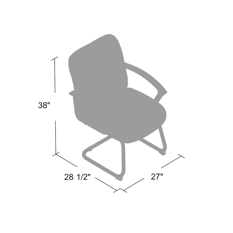Chaise d'invité Mala à dossier moyen, similicuir noir, soutien lombaire