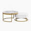 Table basse ronde moderne avec tiroirs en blanc