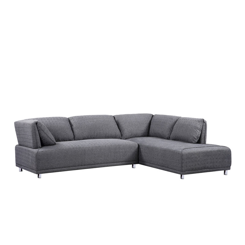Canapé et chaise longue 104 po Nita, Mélange de polyester gris, Orienté à droite (vu de face)