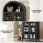 Bibliothèque arquée de 63 po de hauteur avec 2 grandes portes en verre, armoire de rangement à 5 niveaux Farmhouse avec tablette réglable, pour le salon, la salle à manger, la cuisine, noir-735695996