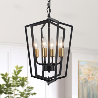 Lustre lanterne à intensité variable à 4 lumières avec détails en fer forgé Aonesty