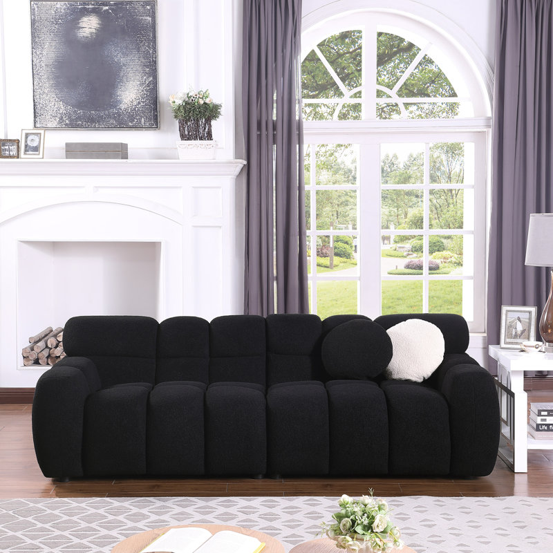 Canapé 87,4 po Boucle, Noir