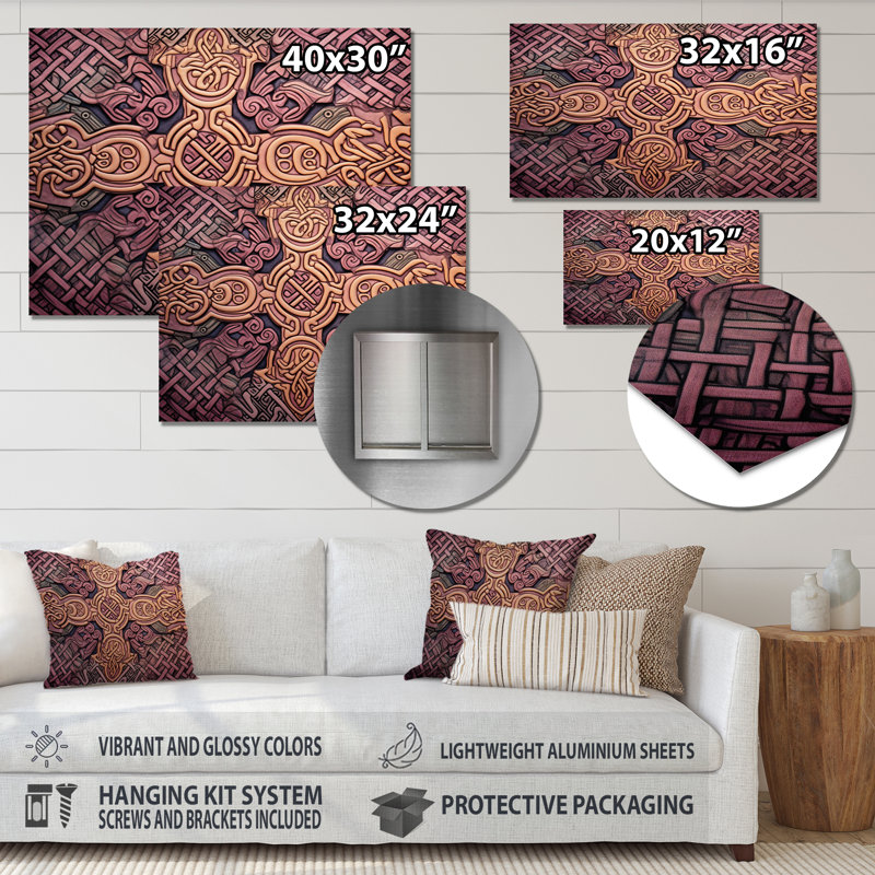 Décoration murale géométrique Celtic, Métal métal, H 16 po x l 32 po x P 1 po