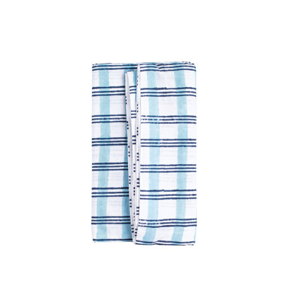 Chemin de table - écossais, bleu marine et uniforme bleu