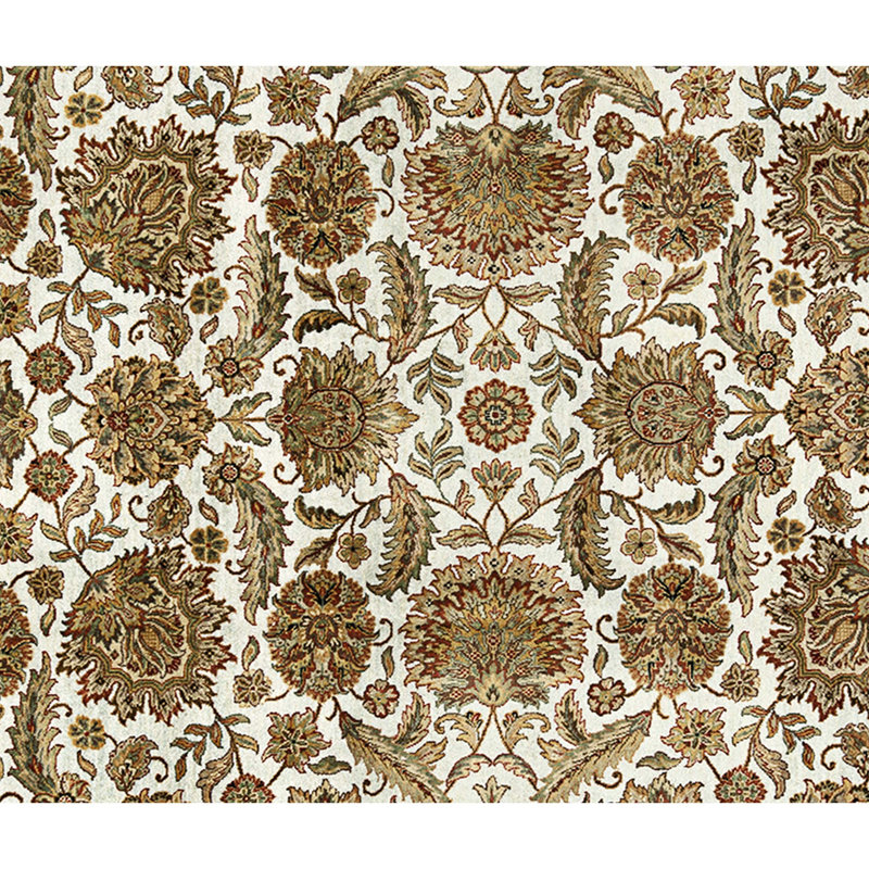 Hand Knotted Wool Area Rug in Light Blue And Ivory